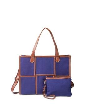women colourblock handbag with detachable pouch