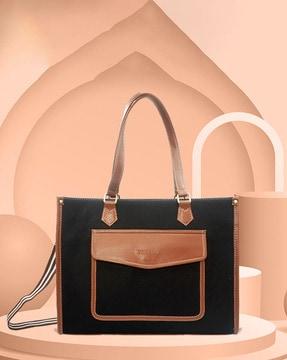 women colourblock handbag with detachable sling strap