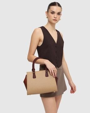 women colourblock handbag with detachable strap