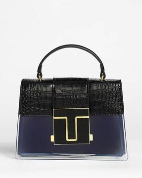 women colourblock handbag with detachable strap
