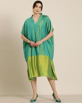 women colourblock kaftan dress