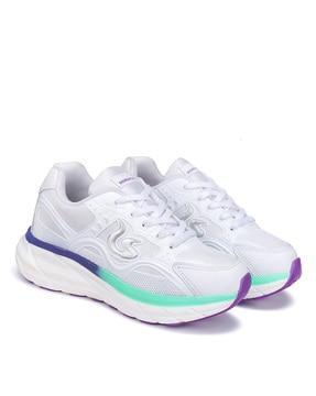 women colourblock lace-up sports shoes