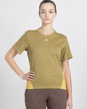 women colourblock loose fit round-neck t-shirt