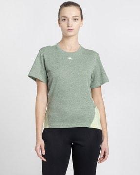 women colourblock loose fit round-neck t-shirt