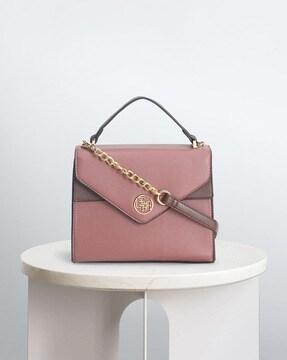 women colourblock monogram sling bag