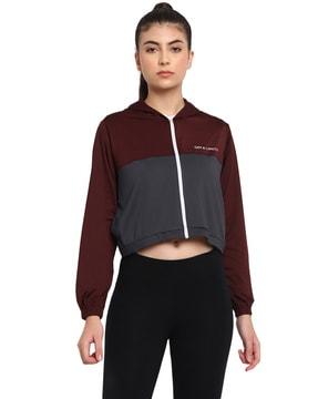 women colourblock regular fit hoodie