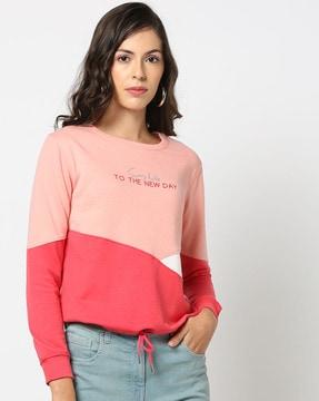 women colourblock regular fit sweatshirt