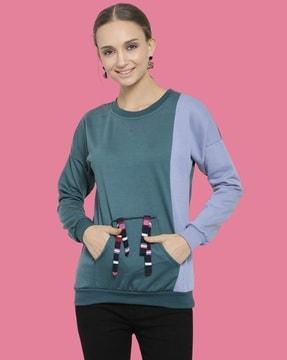 women colourblock regular fit sweatshirt