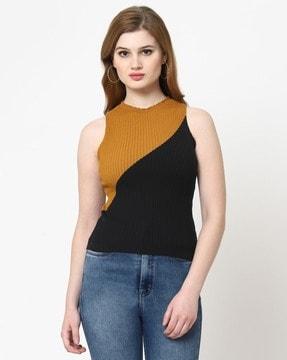 women colourblock regular fit top