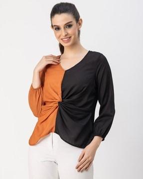 women colourblock regular fit top