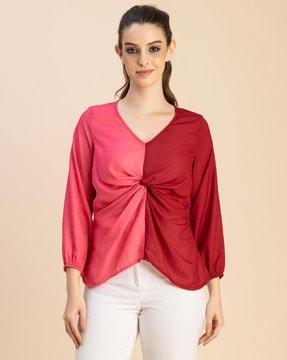 women colourblock regular fit top