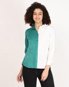 women colourblock regular fit top