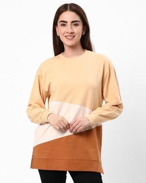 women colourblock round-neck sweatshirt