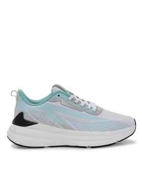 women colourblock running shoes with lace fastening