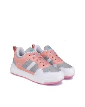 women colourblock running shoes with lace-fastening