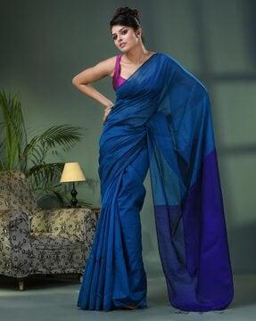 women colourblock saree with tassels