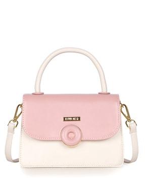 women colourblock satchel with detachable strap