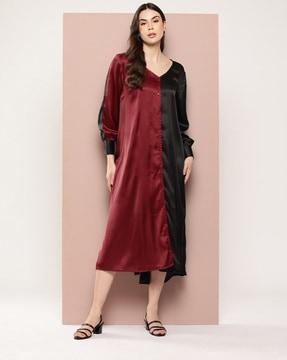 women colourblock shirt dress