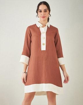 women colourblock shirt dress