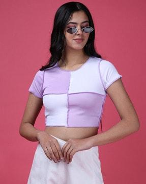 women colourblock slim fit top