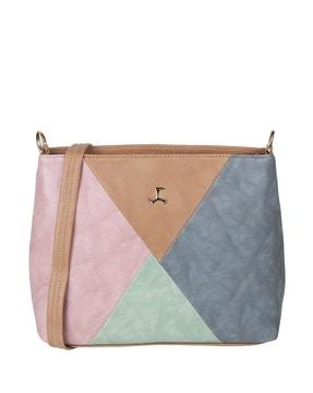 women colourblock sling bag with detachable strap