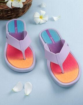 women colourblock thong-strap flip-flops