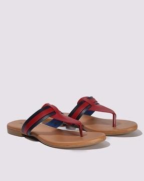 women colourblock throng-strap flip-flops