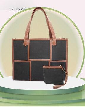 women colourblock totebag with pouch