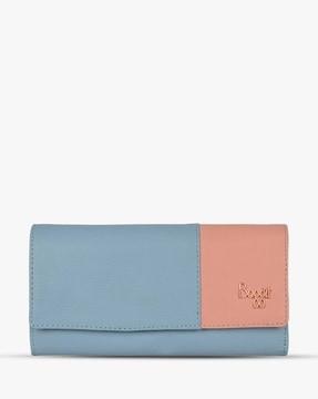 women colourblock tri-fold wallet