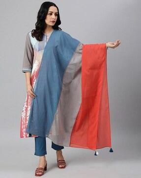 women colourblock voile dupatta