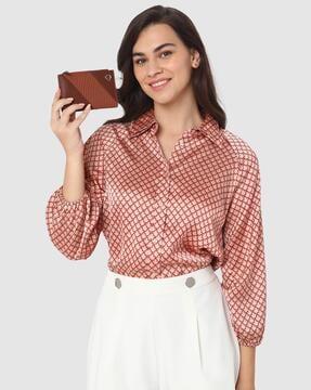 women colourblock zip-around wallet