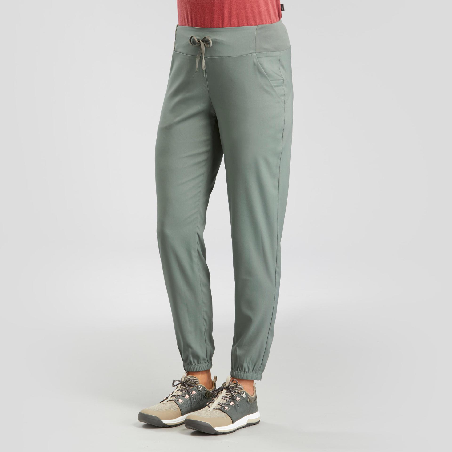 women comfort fit pant with wide waistband khaki - nh100