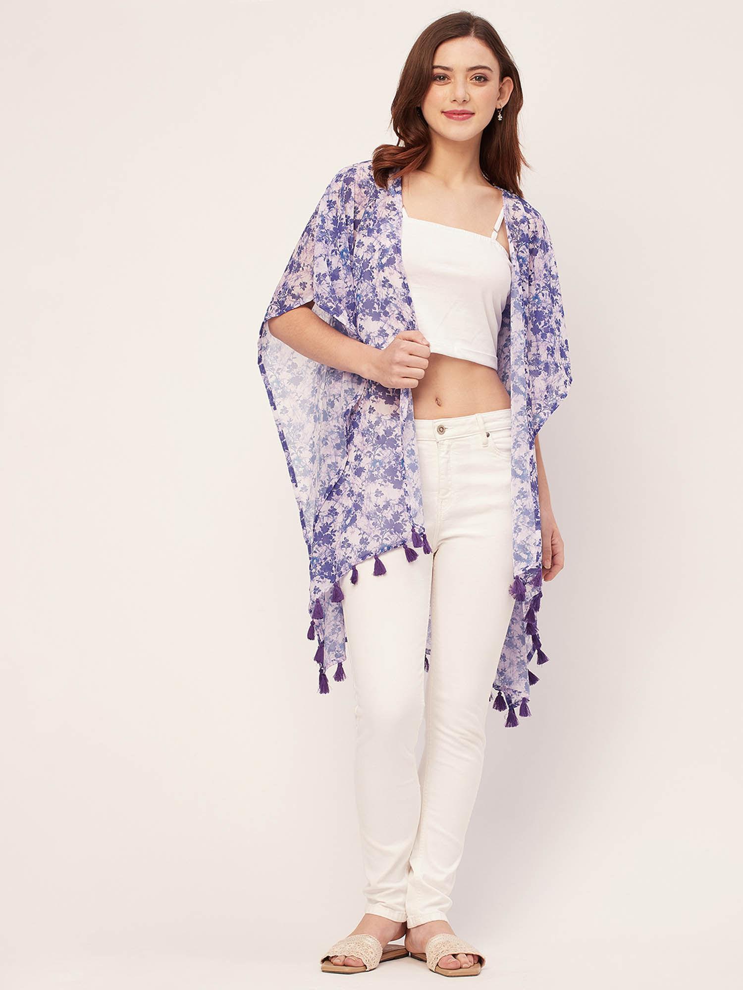 women comfortable fit georgette floral purple shrug