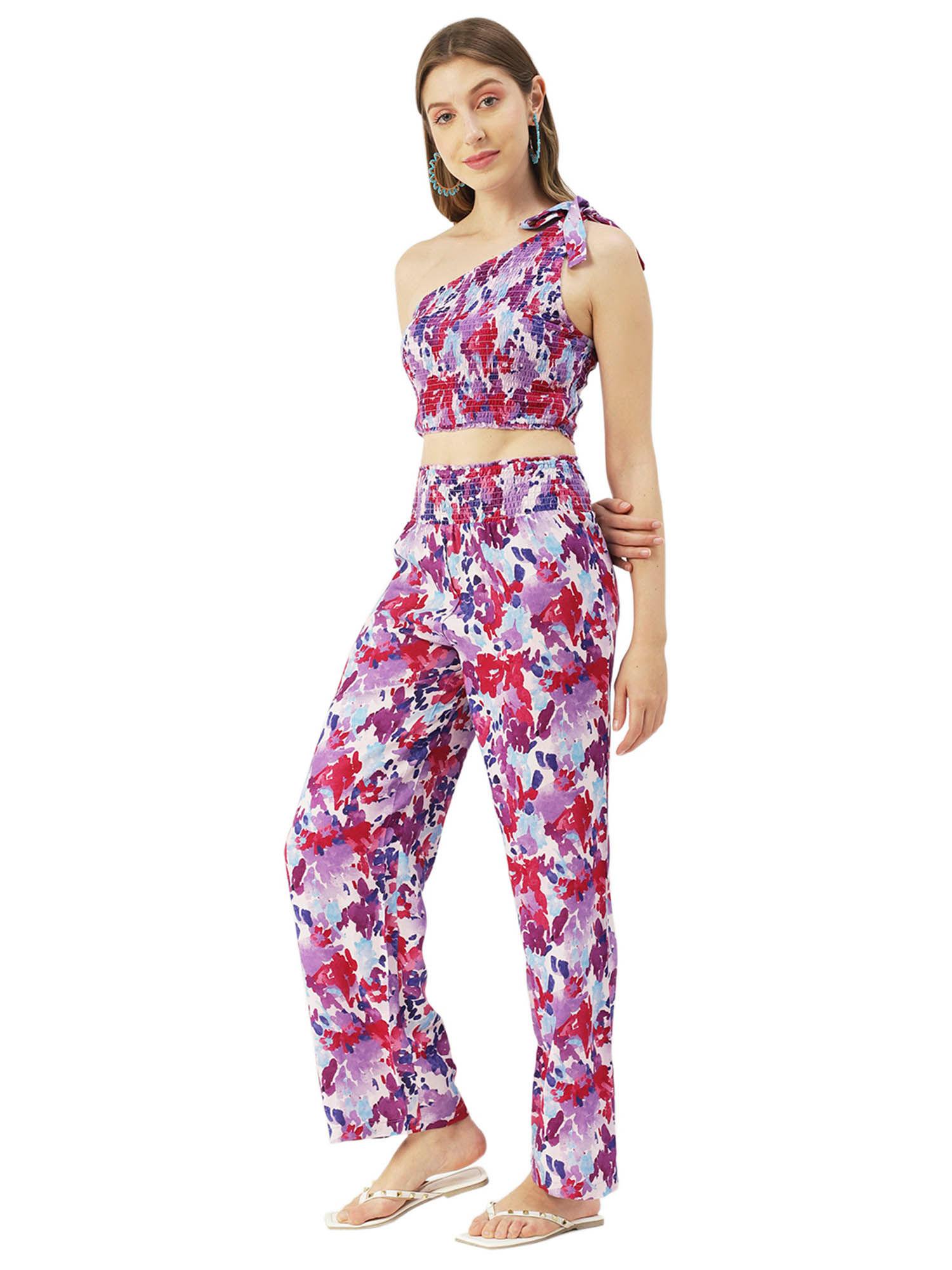 women comfortable fit rayon floral multi-color co-ord (set of 2)