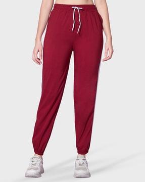 women contrast tapping joggers with drawing waist