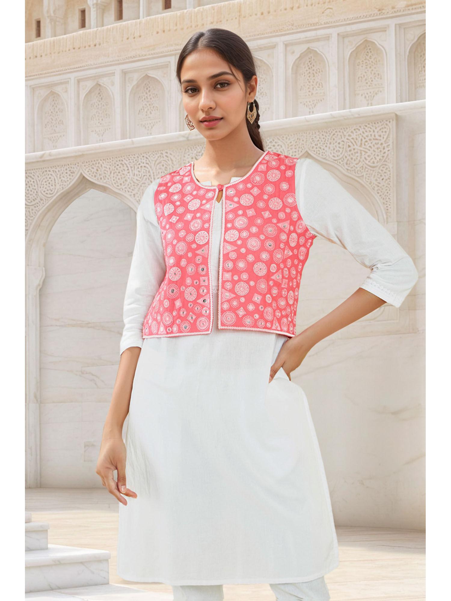 women coral cotton embroidered jacket