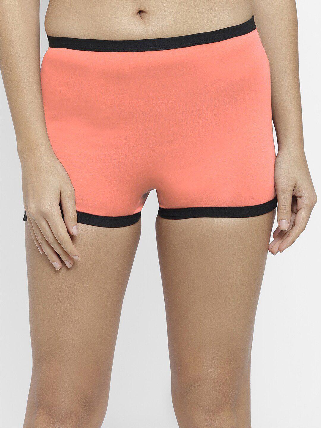 women coral orange solid boy shorts npbs01