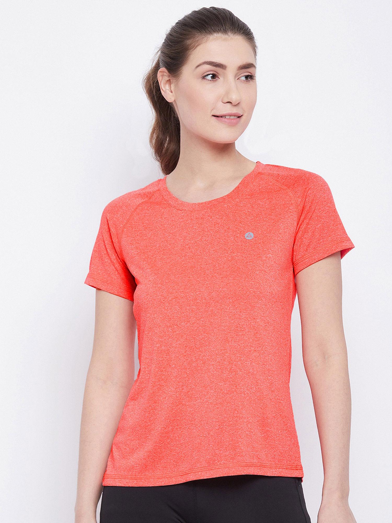 women coral short-sleeve lightweight quick dry running fitness sports t-shirt