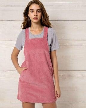 women corduroy pinafore dress