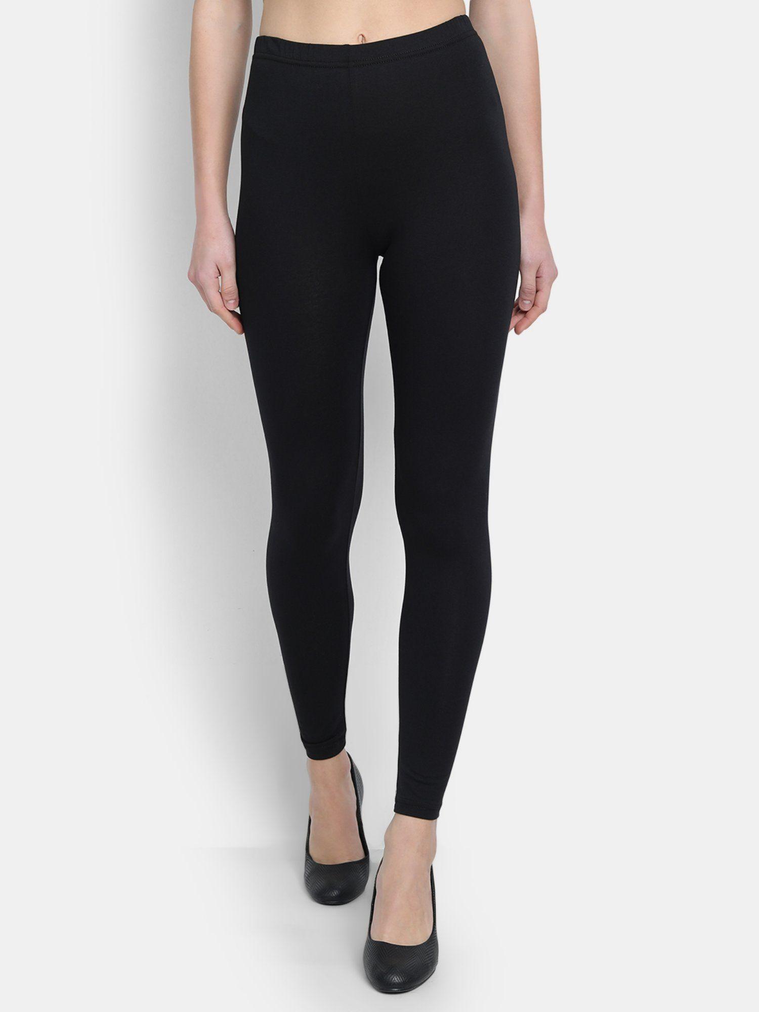 women cotton ankle length leggings black