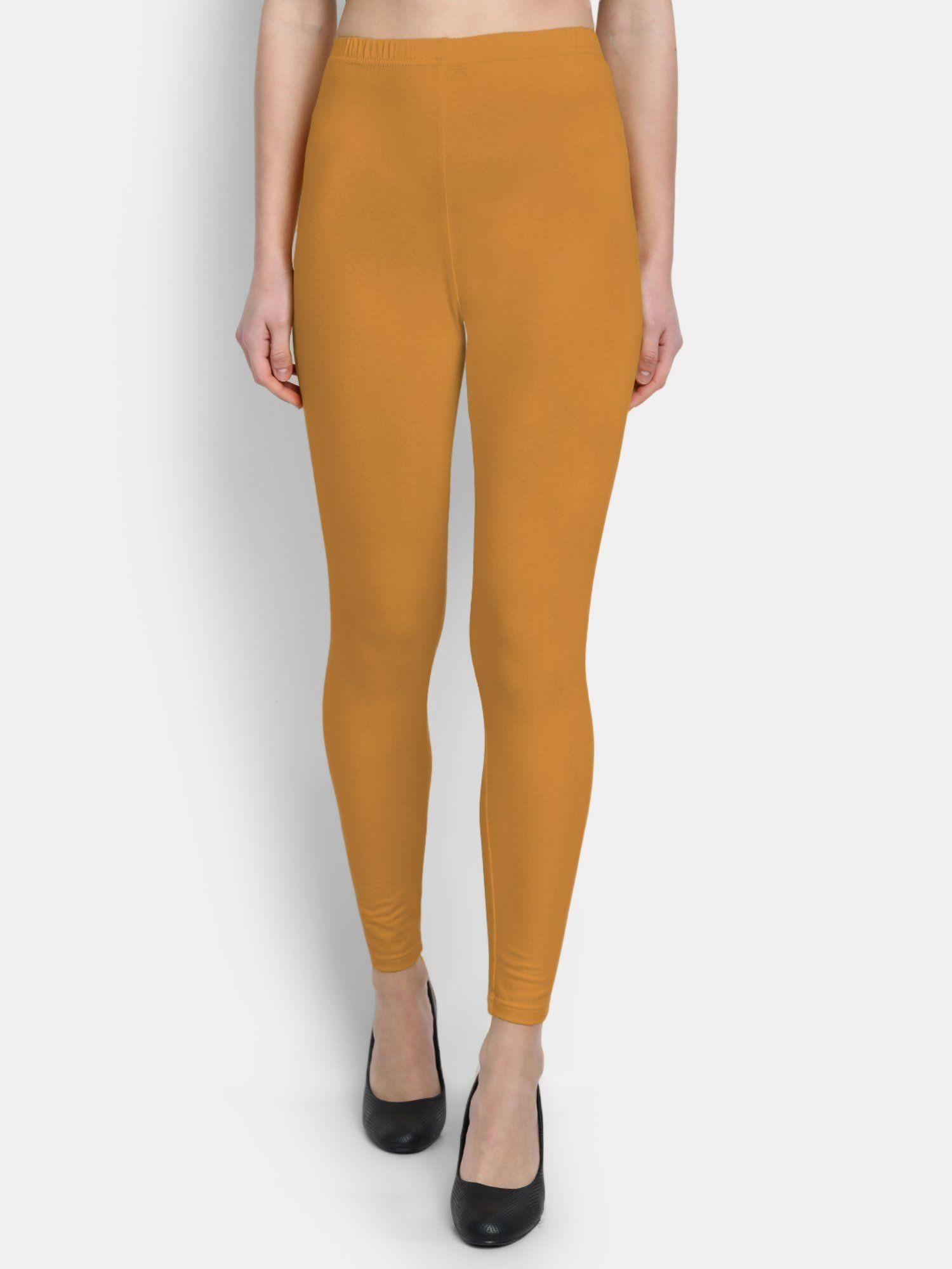 women cotton ankle length leggings dark orange