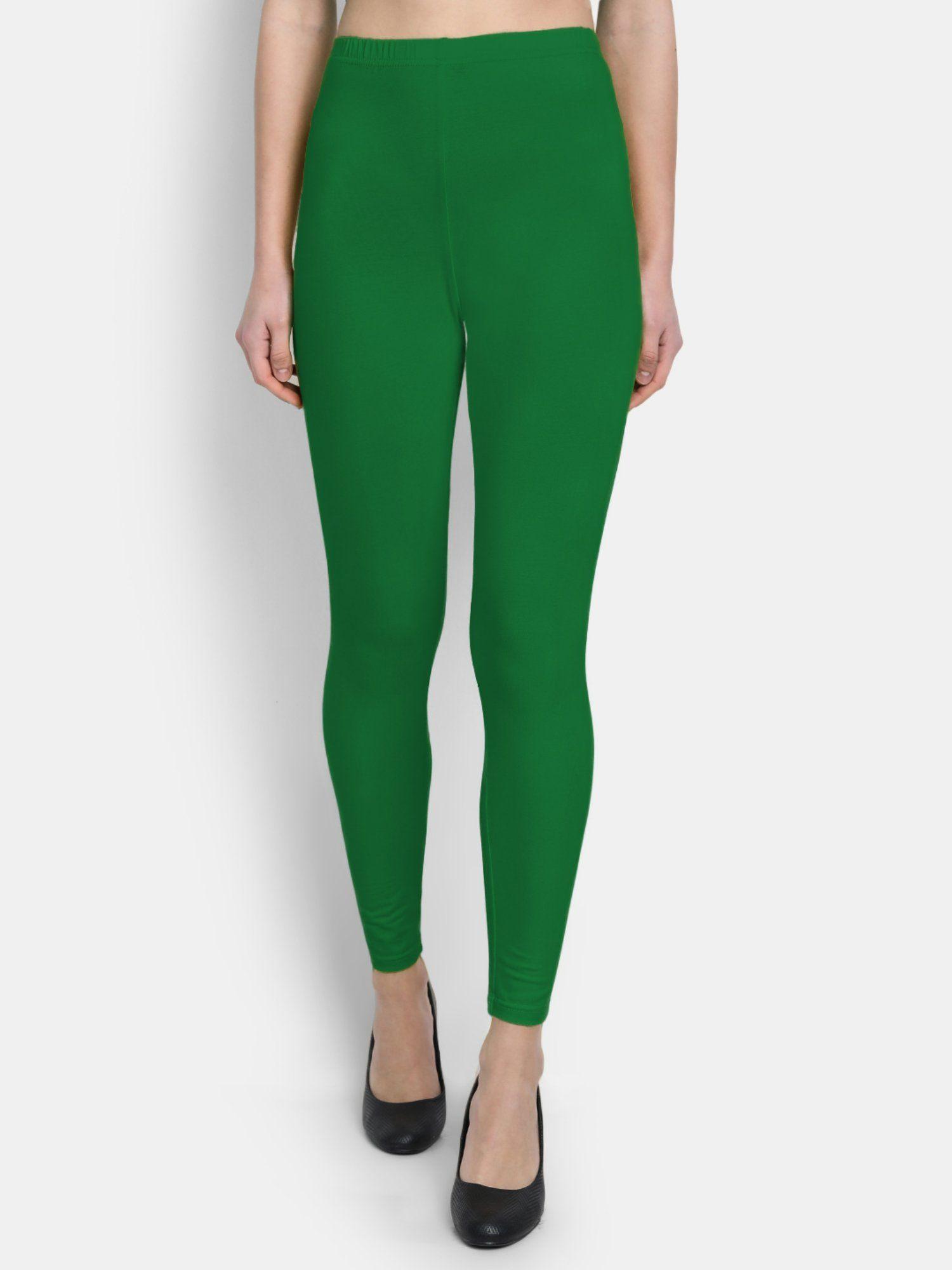 women cotton ankle length leggings emerald green