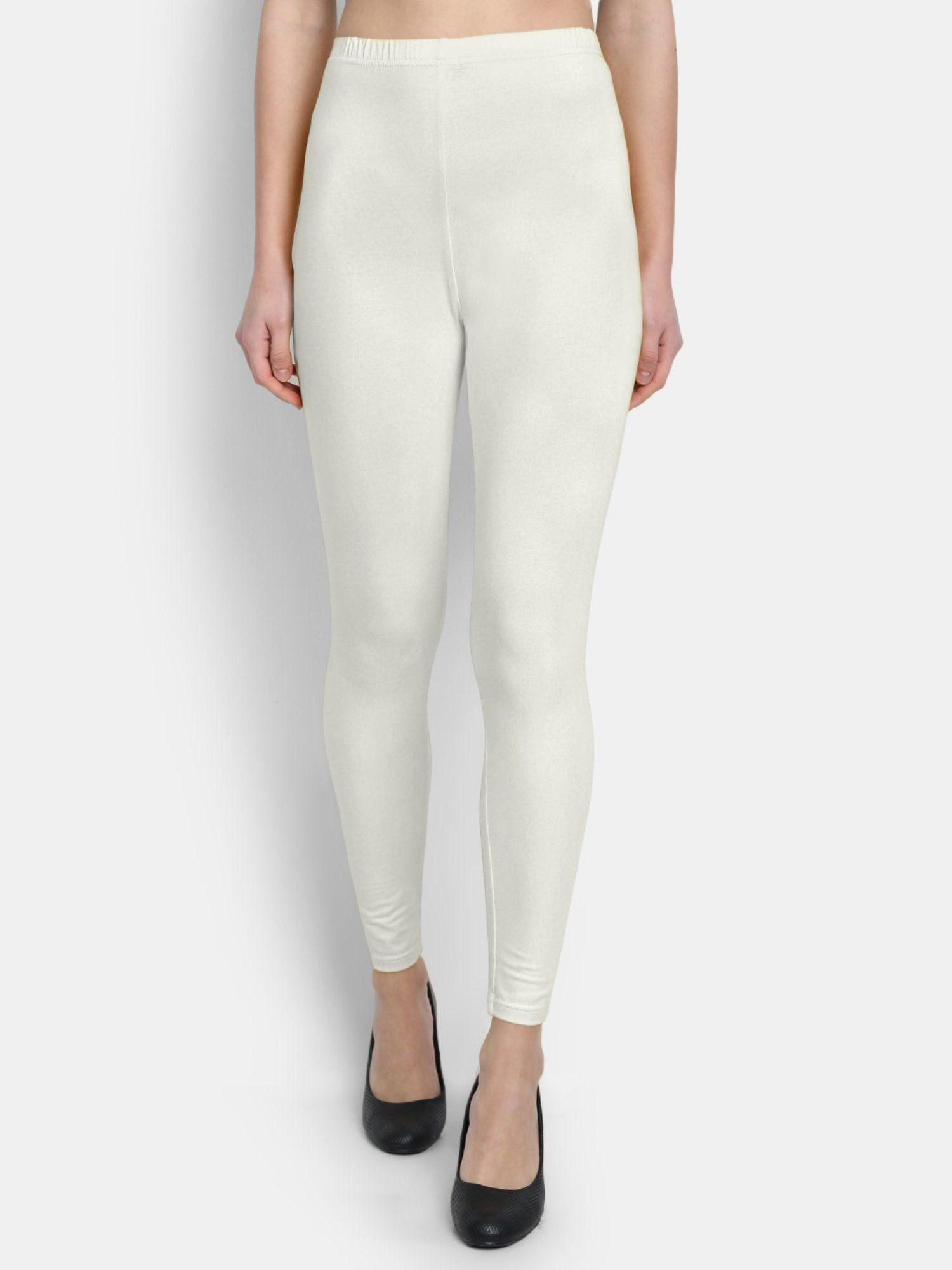 women cotton ankle length leggings off white