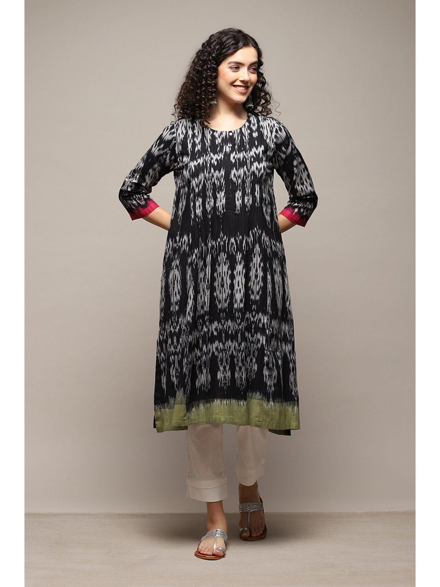 women cotton black kurta