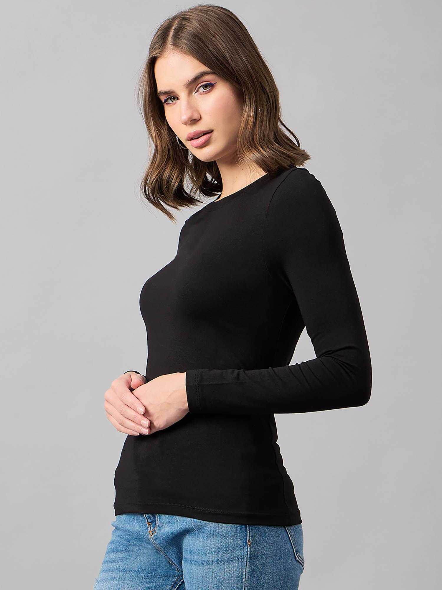 women cotton black t-shirt