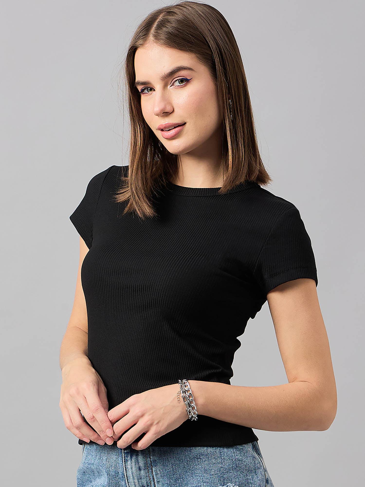 women cotton black t-shirt