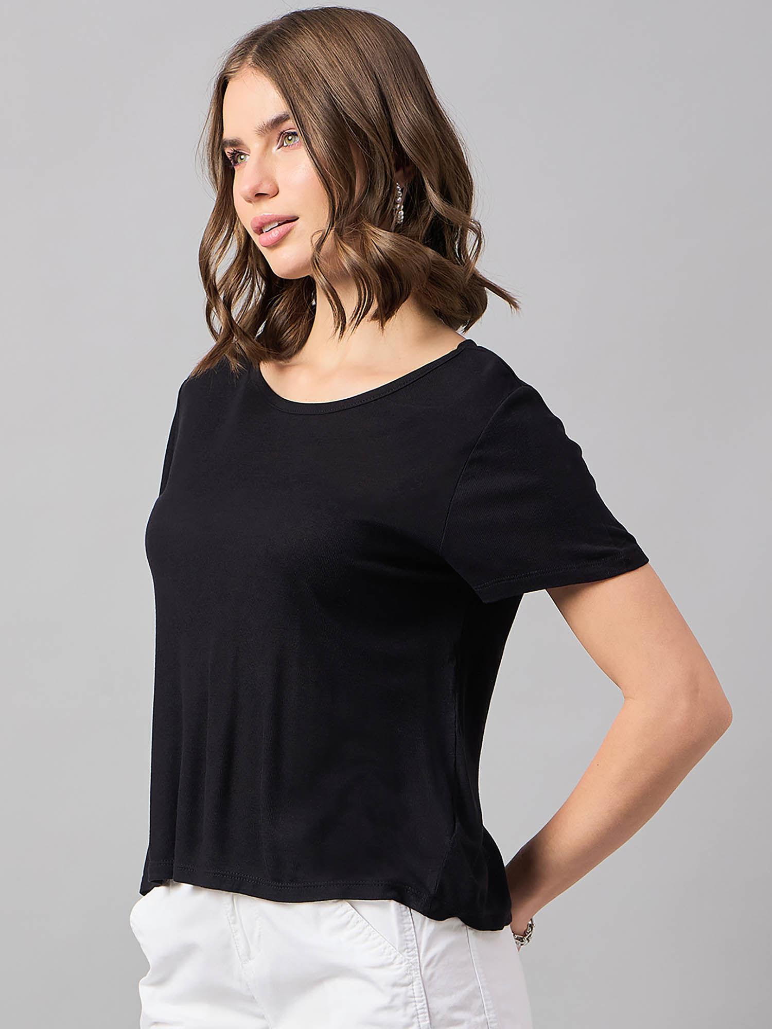 women cotton black t-shirt