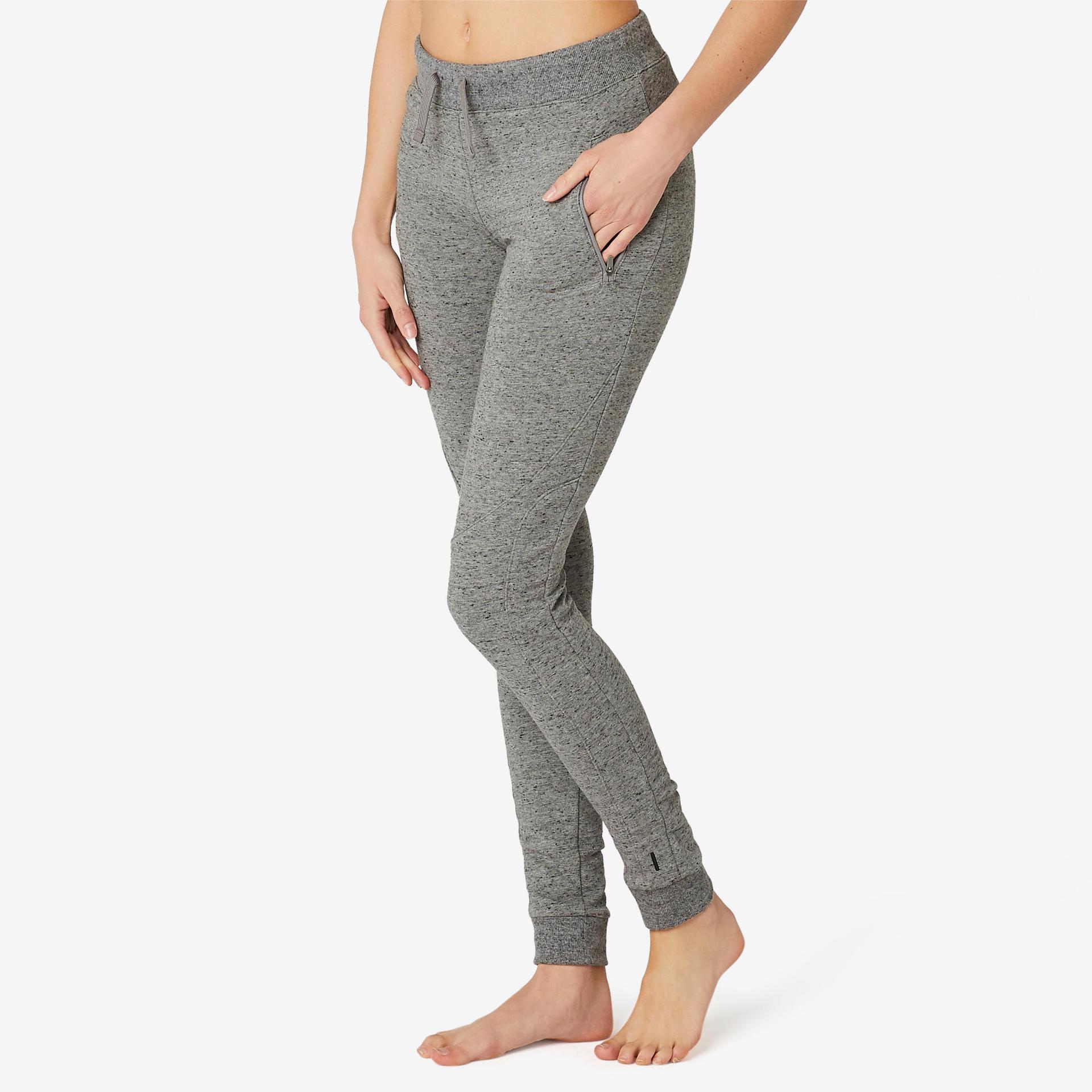 women cotton blend fleece slim fit gym joggers 510 - grey