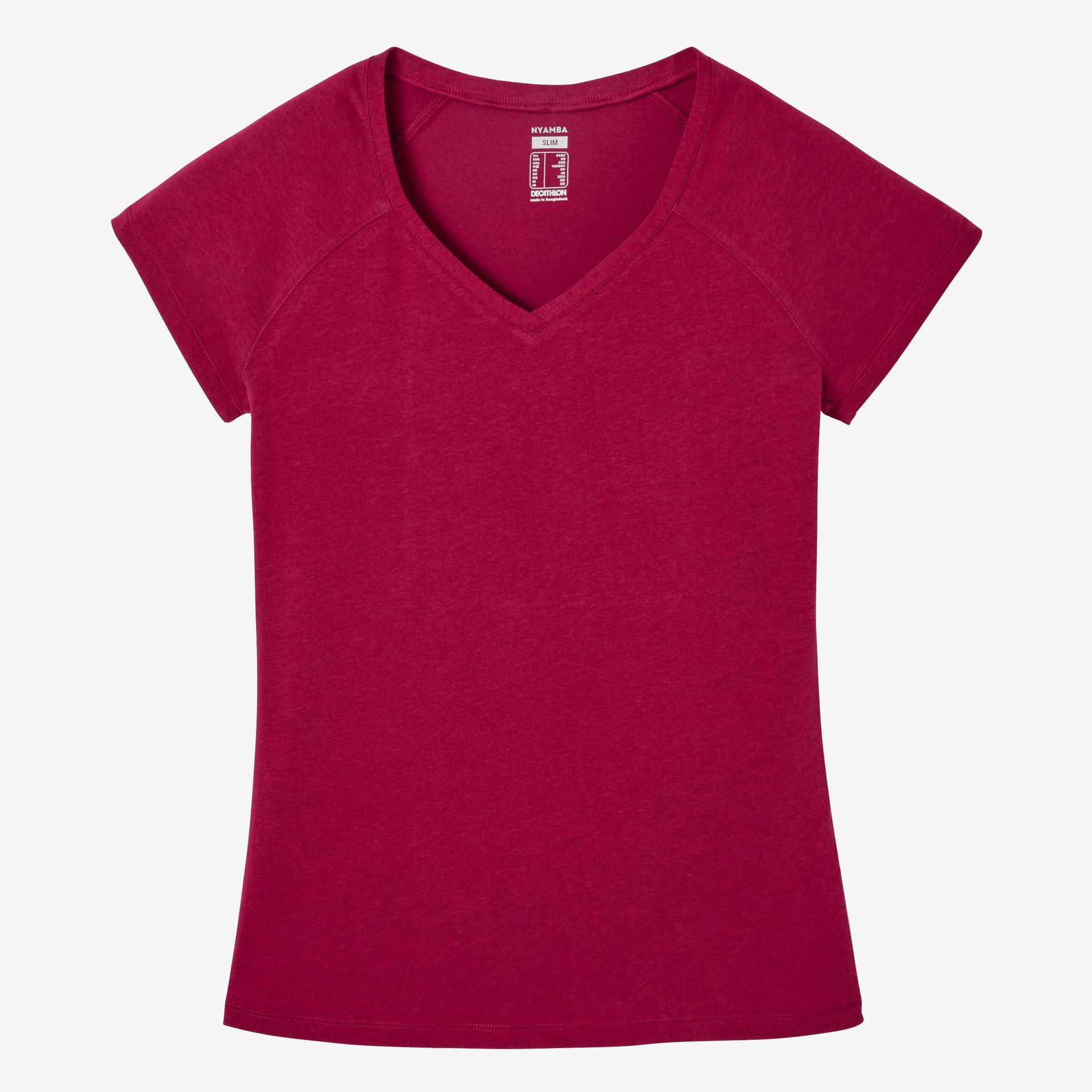 women cotton blend gym t-shirt slim fit 500 - red