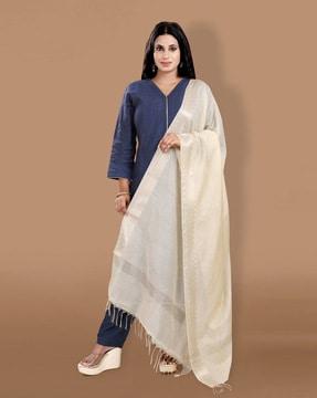 women cotton dupatta with tassles